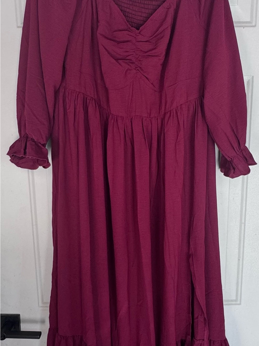 Berry Long Sleeve Midi Dress